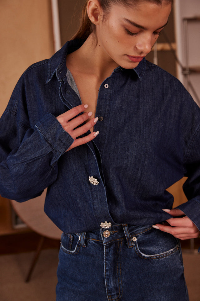 Embellished Denim Shirt